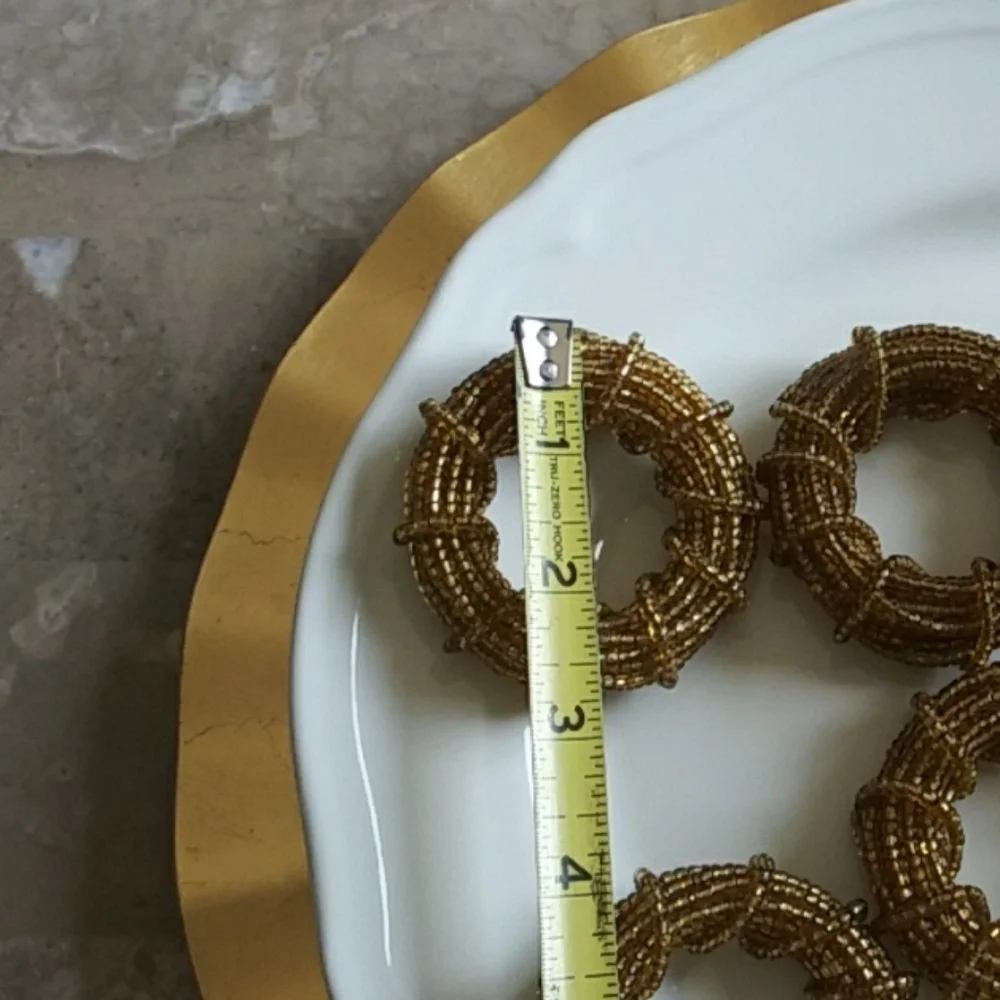 Lot 8 Napkins rings‎ gold beaded dinner holidays